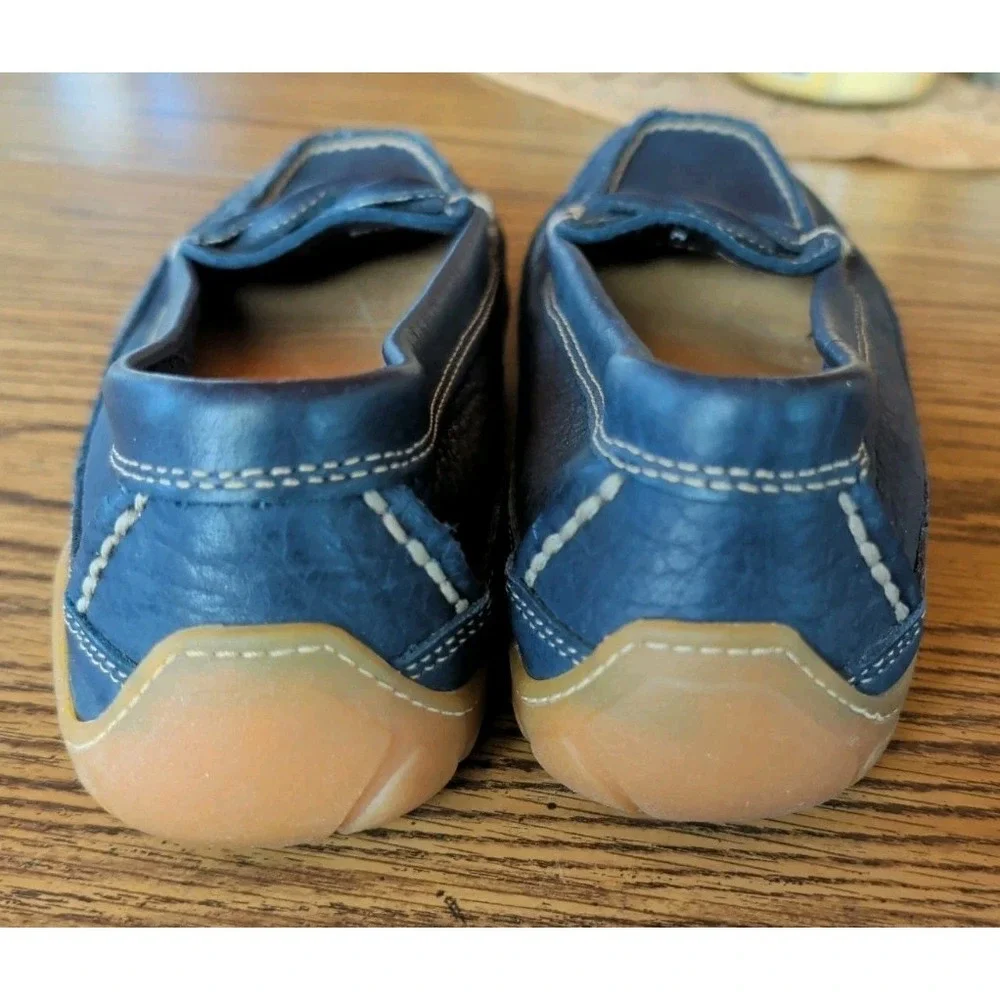 L. L. Bean Men's Blue Leather Slip on Loafer Casual Shoes OFQU2 Size 6.5 M